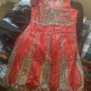 Red full worked suit